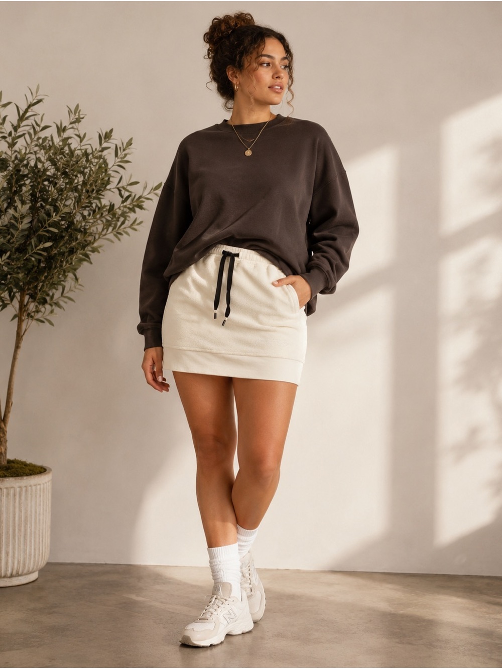 Honor The Gift Cream Textured Cotton Mini Skirt Small Streetwear